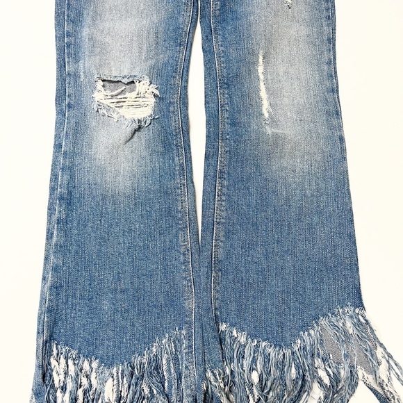 Zara Trafaluc Denimwear Womens High Rise Embroidered Frayed Ankle Jean Sz 2 - Picture 7 of 9